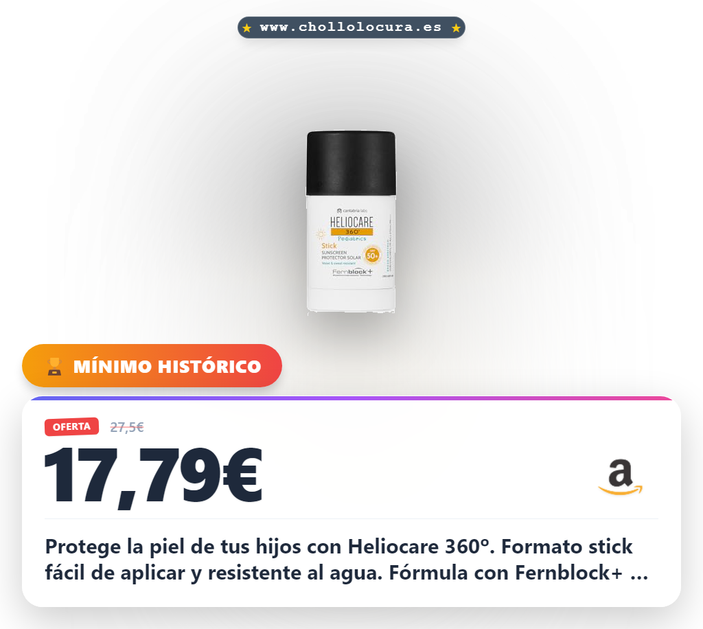 Consigue protector solar Heliocare 360º Pediatrics Stick SPF 50+ para niños en oferta