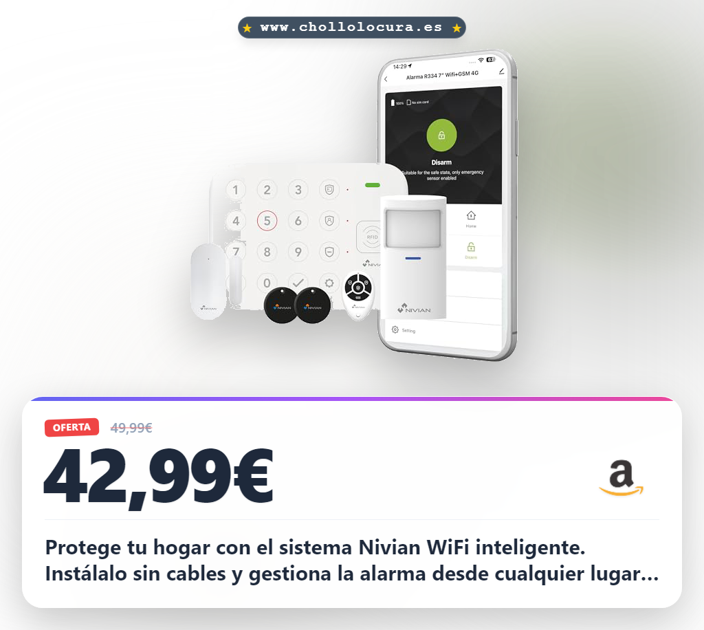 Aprovecha el sistema de alarma WiFi inteligente con sensores y control por App para casa o negocio al mejor precio de chollo
