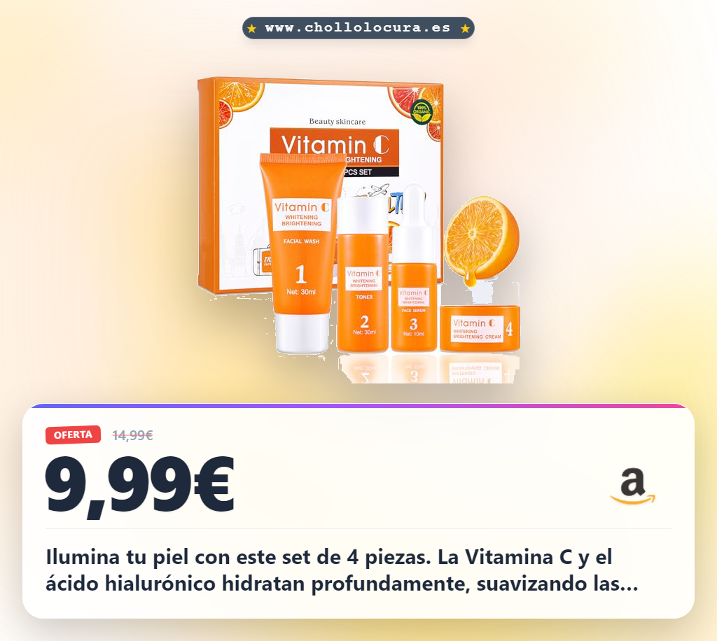 Logra una piel perfecta con este kit de cuidado facial hidratante y serum vitamina C en oferta histórica para mujeres.