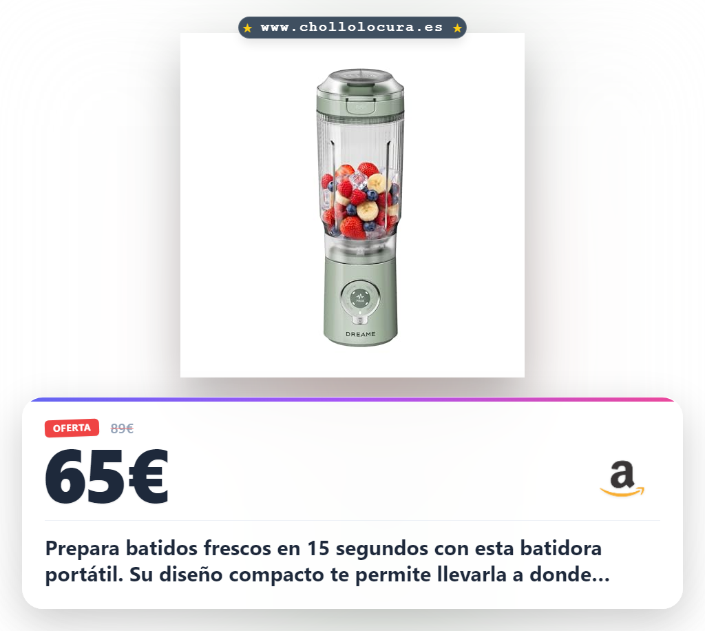 Aprovecha la batidora portátil PortFresh con carga rápida y 5 funciones preconfiguradas al mejor precio