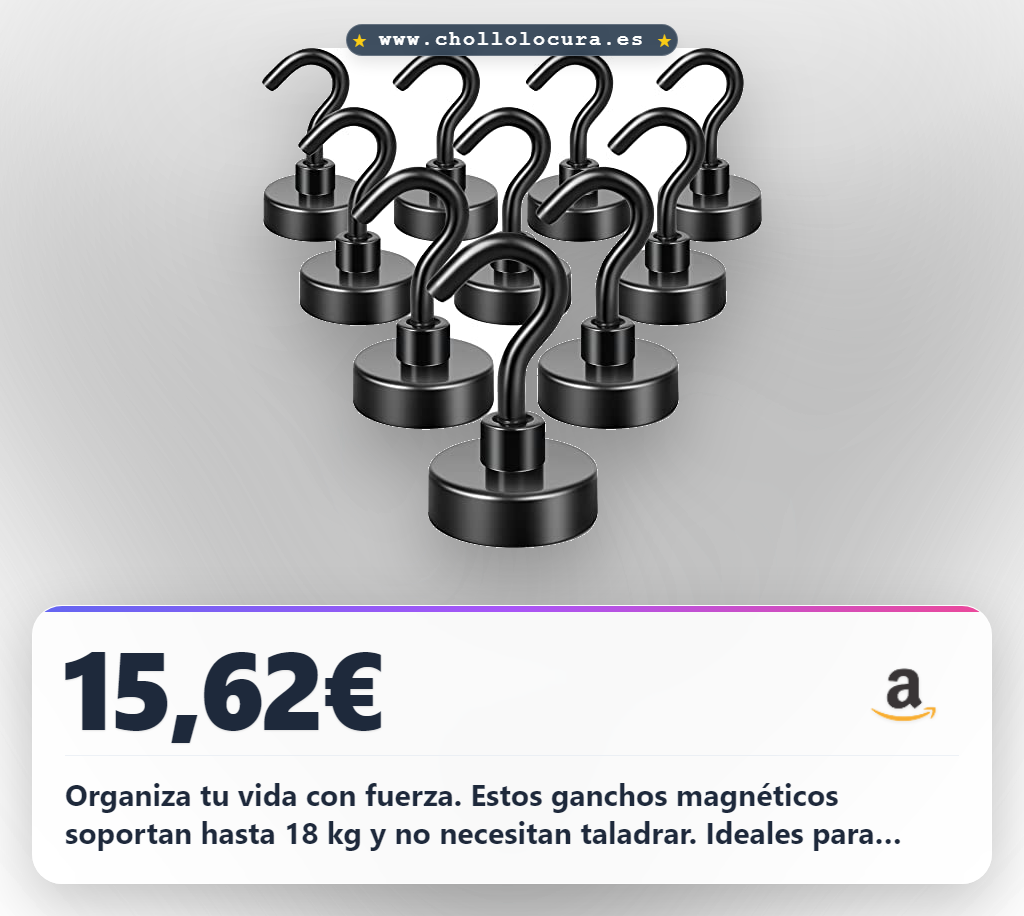 Aprovecha ganchos magnéticos Neosmuk de 18 kg, pack de 10. Orden sin taladrar para camping y casa al mejor precio