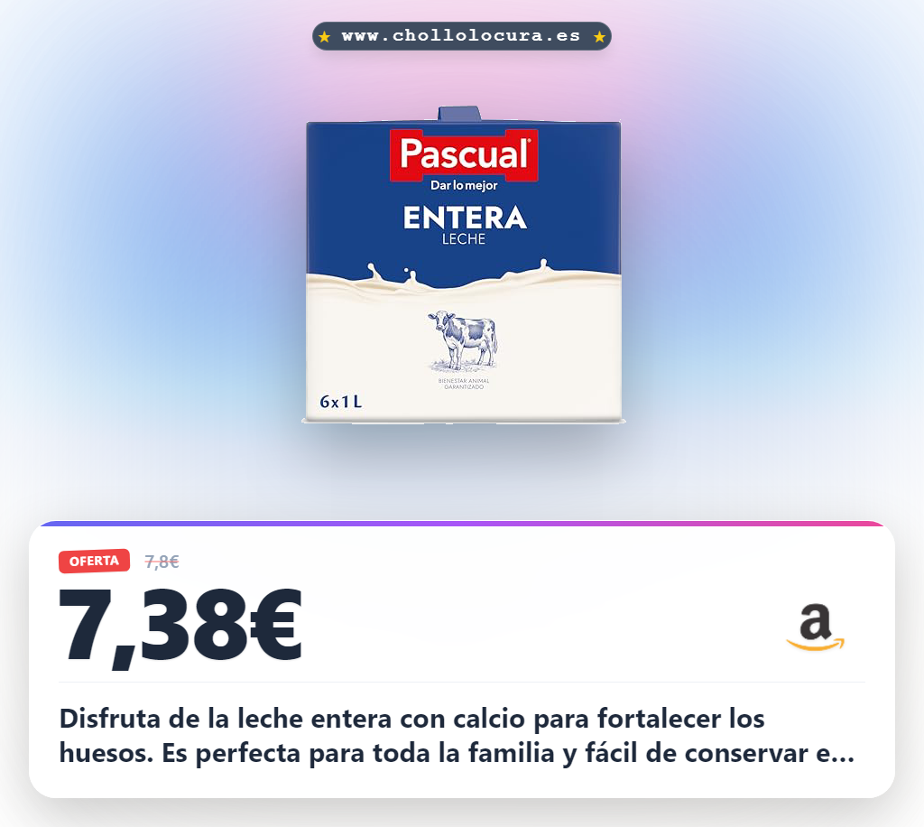 Aprovecha 6 litros de leche entera con calcio para fuertes huesos en oferta histórica