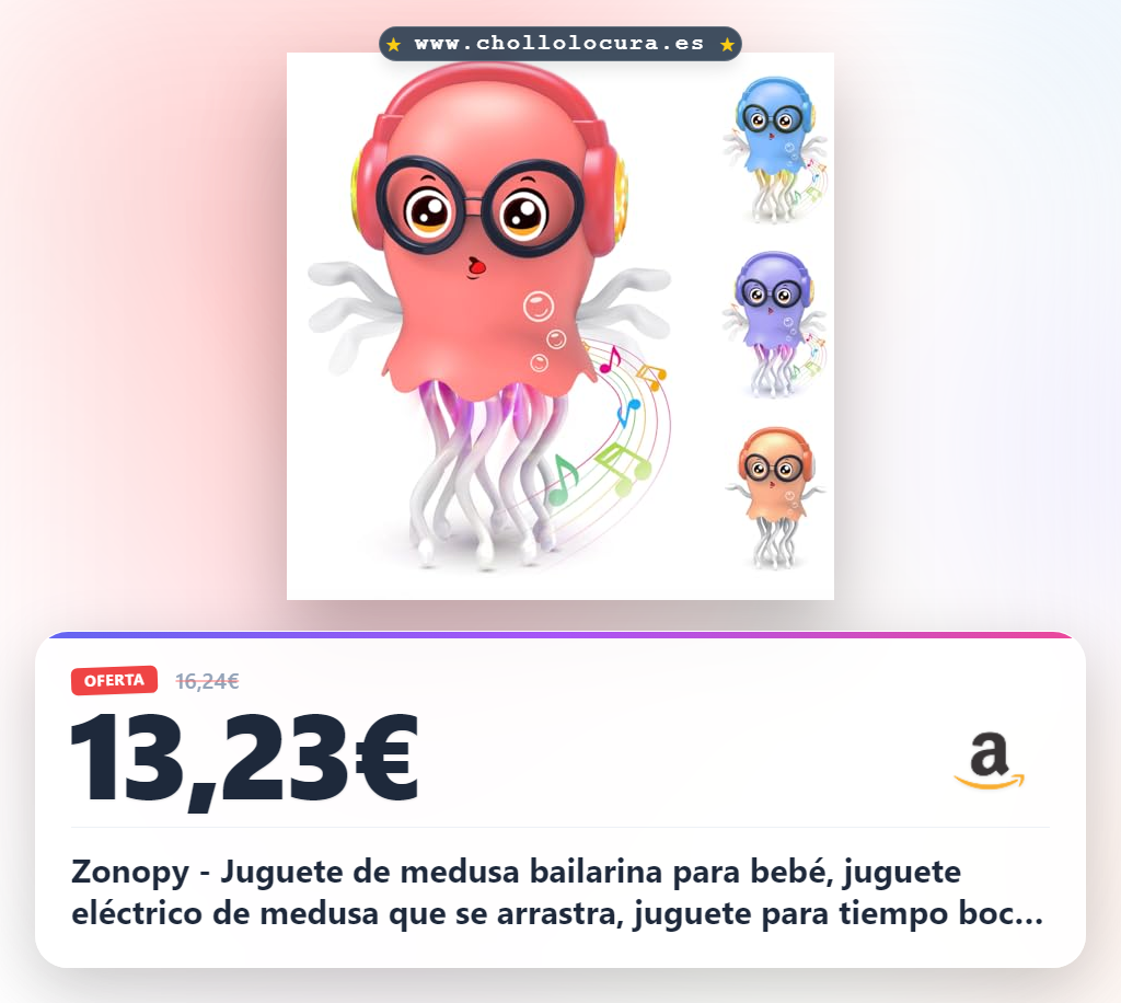 Zonopy - Juguete de medusa bailarina para bebé, juguete eléctrico de medusa que se arrastra, juguete para tiempo boca abajo con luz y sonido - juguete interactivo para niños y niñas, regalo de