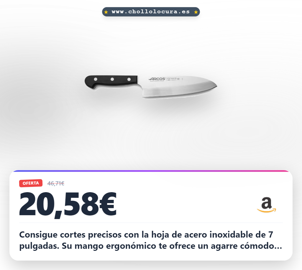 Consigue el cuchillo Deba Arcos Universal 180 mm en acero inoxidable para un corte preciso.