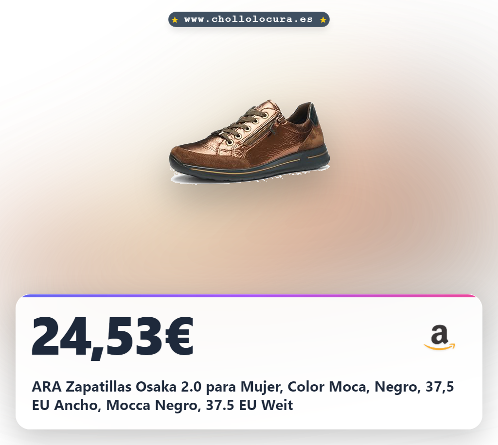 ARA Zapatillas Osaka 2.0 para Mujer, Color Moca, Negro, 37,5 EU Ancho, Mocca Negro, 37.5 EU Weit