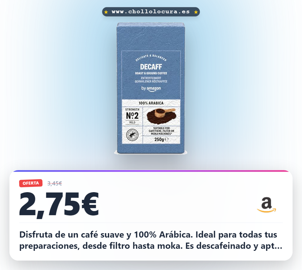 Aprovecha este café descafeinado 100% arábica tueste natural en oferta: calidad Rainforest Alliance