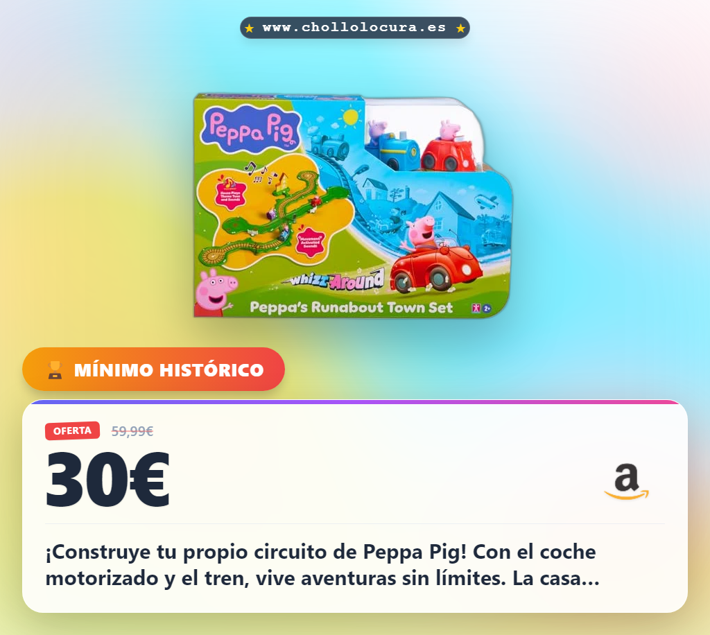 Adquiere el circuito Peppa Pig tren y coche motorizado. Construye la pista y disfruta de la diversión sobre ruedas.