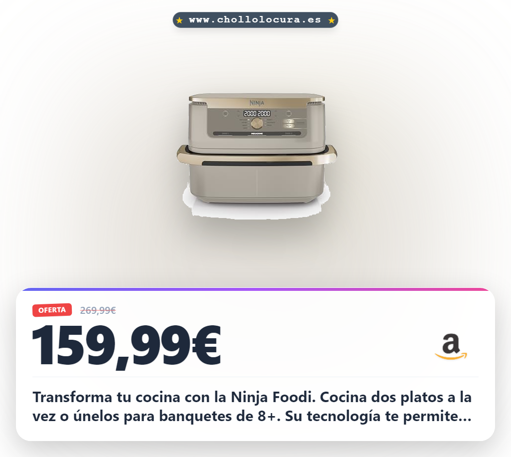 Encuentra la Ninja Foodi FlexDrawer: Freidora de Aire 10,4L con doble compartimento en oferta histórica