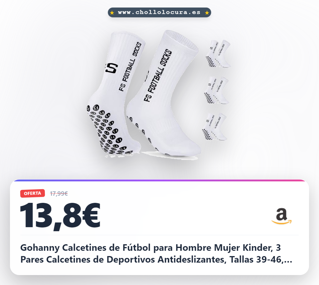 Gohanny Calcetines de Fútbol para Hombre Mujer Kinder, 3 Pares Calcetines de Deportivos Antideslizantes, Tallas 39-46, Football Socks para Ciclismo Yoga,Blanco