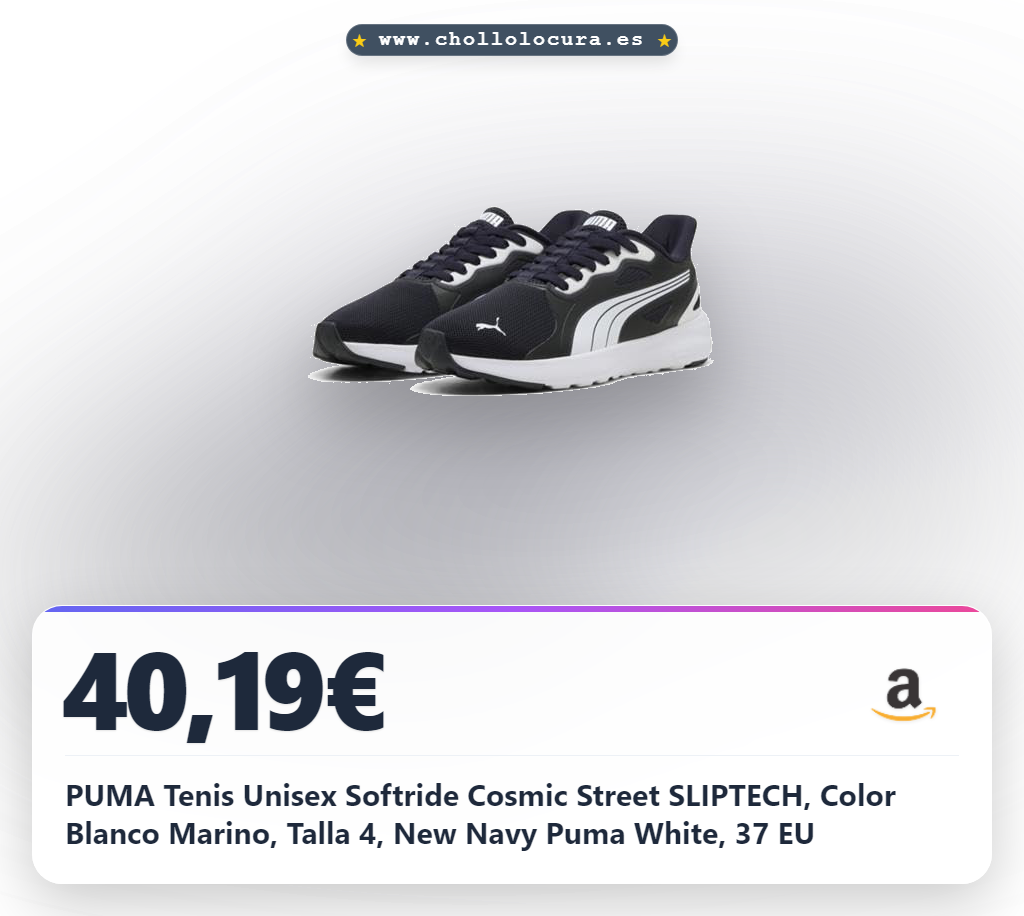 PUMA Tenis Unisex Softride Cosmic Street SLIPTECH, Color Blanco Marino, Talla 4, New Navy Puma White, 37 EU