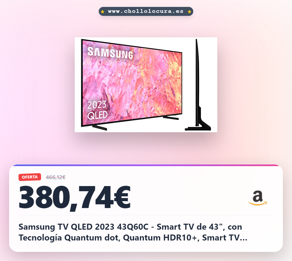 Samsung TV QLED 2023 43Q60C - Smart TV de 43", con Tecnología Quantum dot, Quantum HDR10+, Smart TV powered by Tizen, Multi View y Q-Symphony