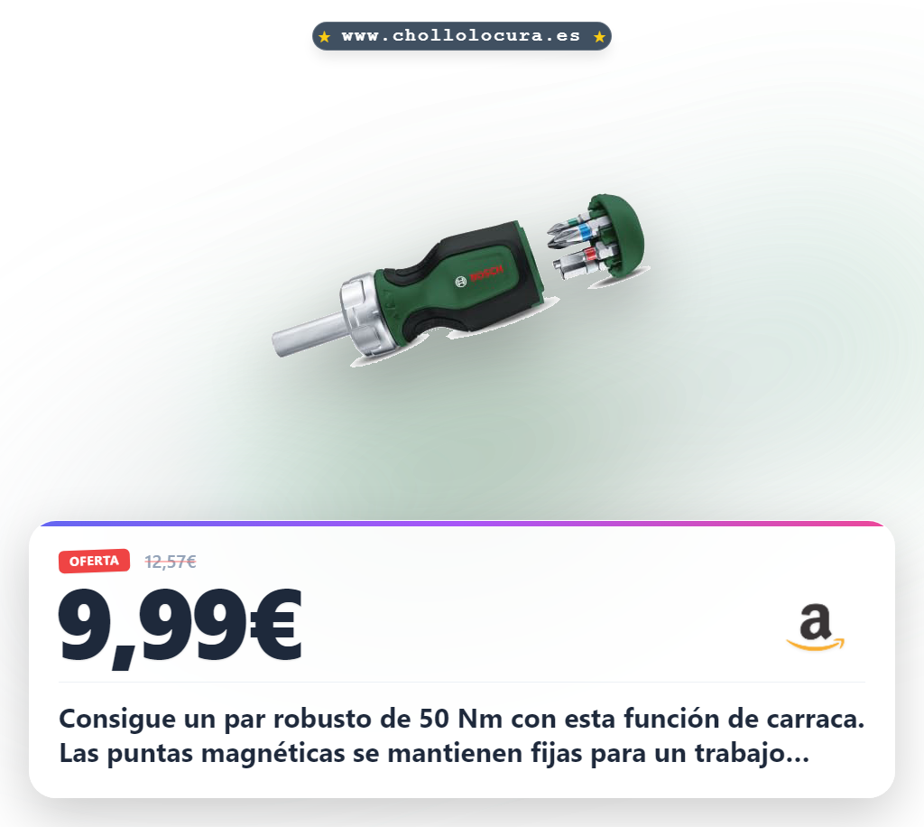 Aprovecha el destornillador de trinquete Bosch con 6 puntas y par de 50 Nm al mejor precio