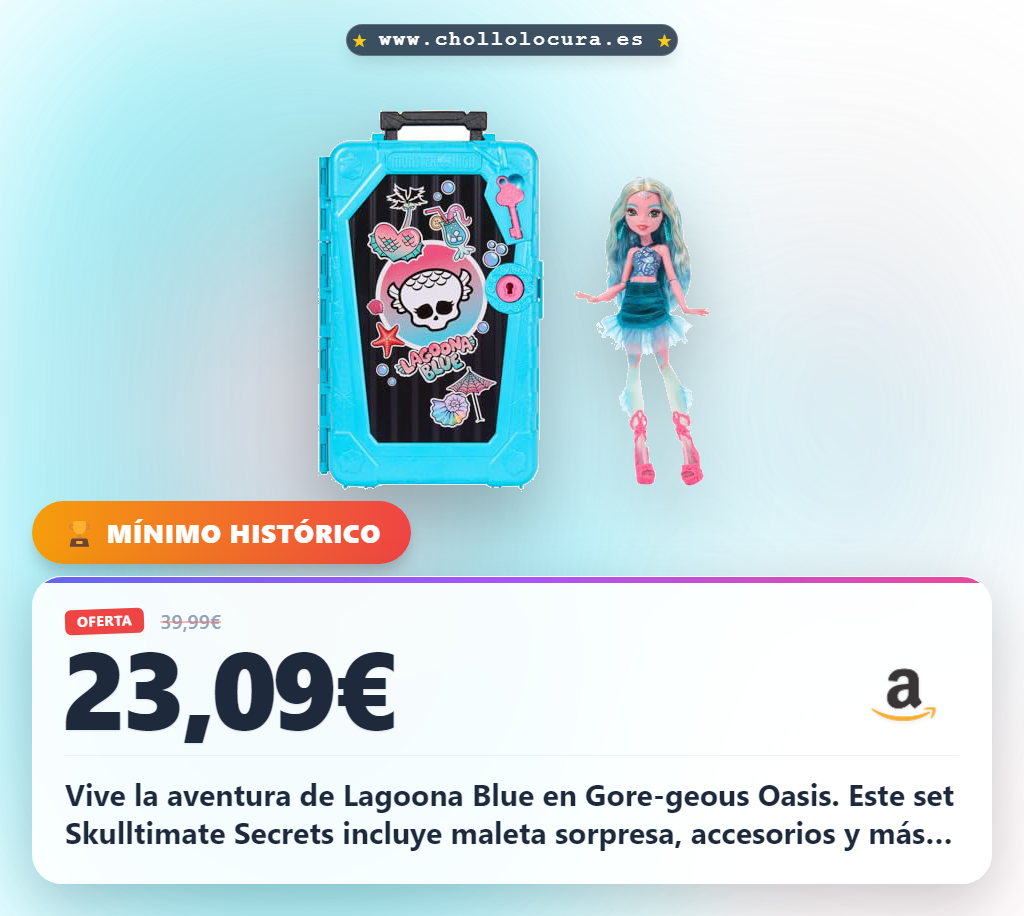 Aprovecha el set Monster High Skulltimate Secrets Lagoona Blue Destination Gore-geous Oasis con maleta y accesorios en oferta
