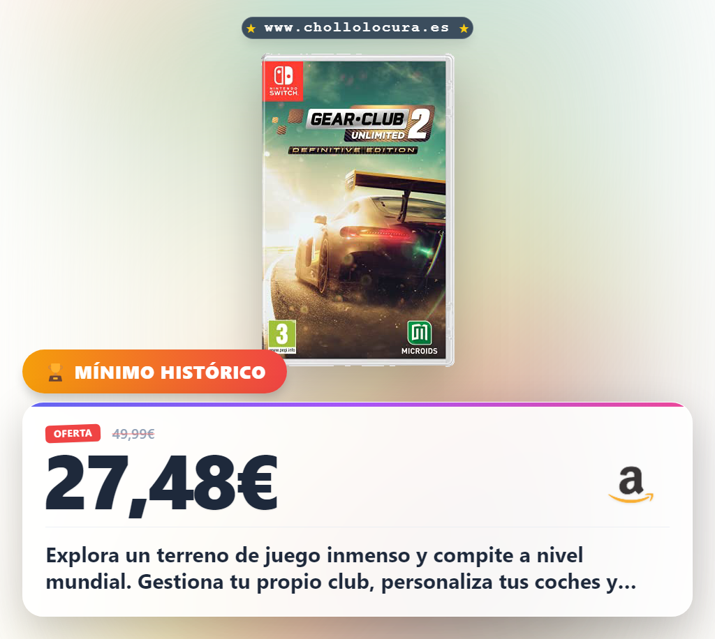 Aprovecha el juego de carreras Gear Club 2 con 51 coches de lujo y gestiona tu propio club al mejor precio