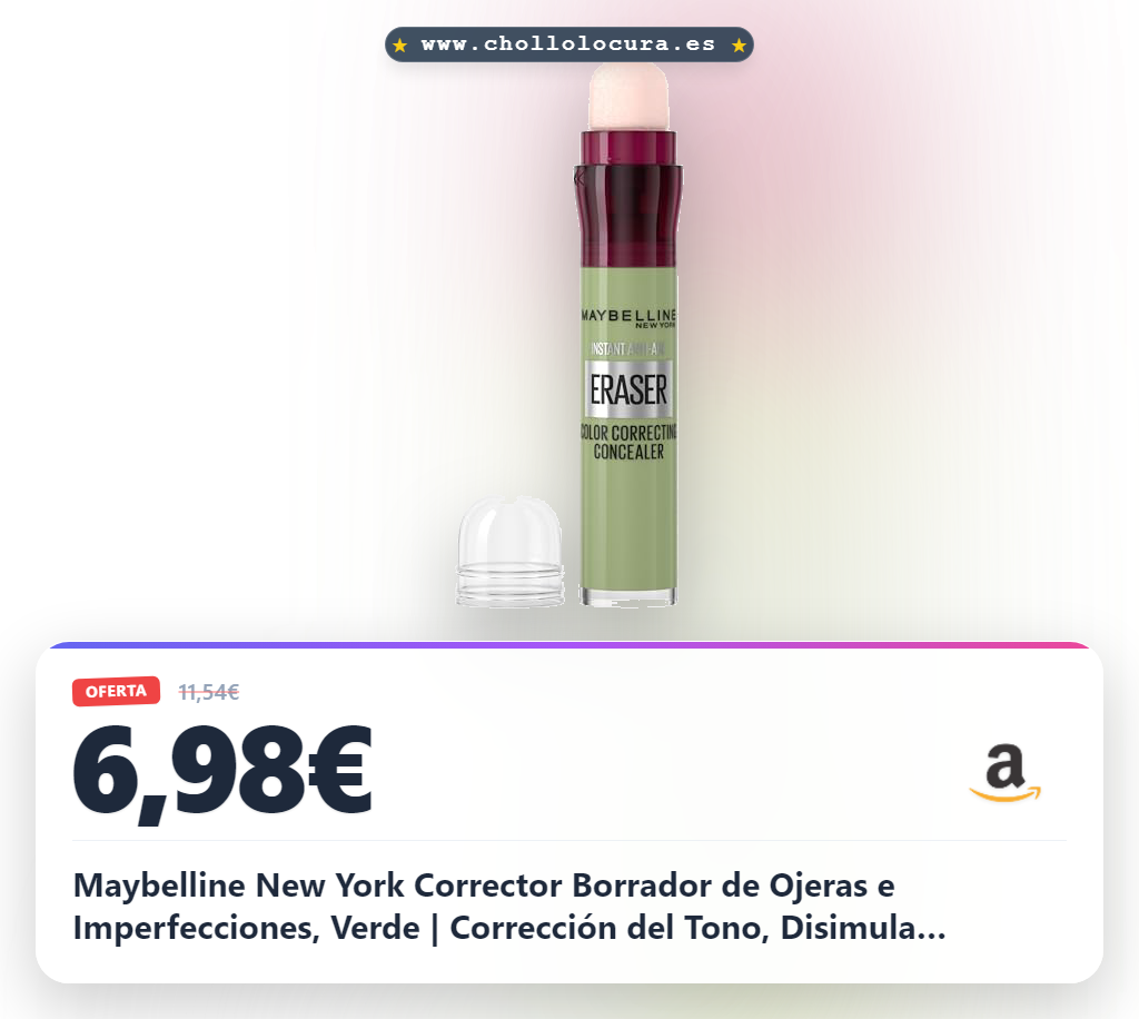 Obtén el Corrector Maybelline NY Verde con goji y haloxyl para ojeras, 12h de duración al mejor precio