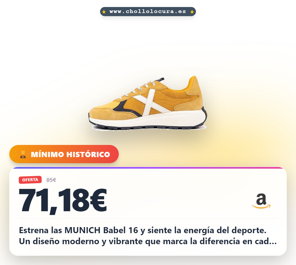 Consigue zapatillas hombre MUNICH Babel 16 amarillas diseño deportivo a precio de chollo