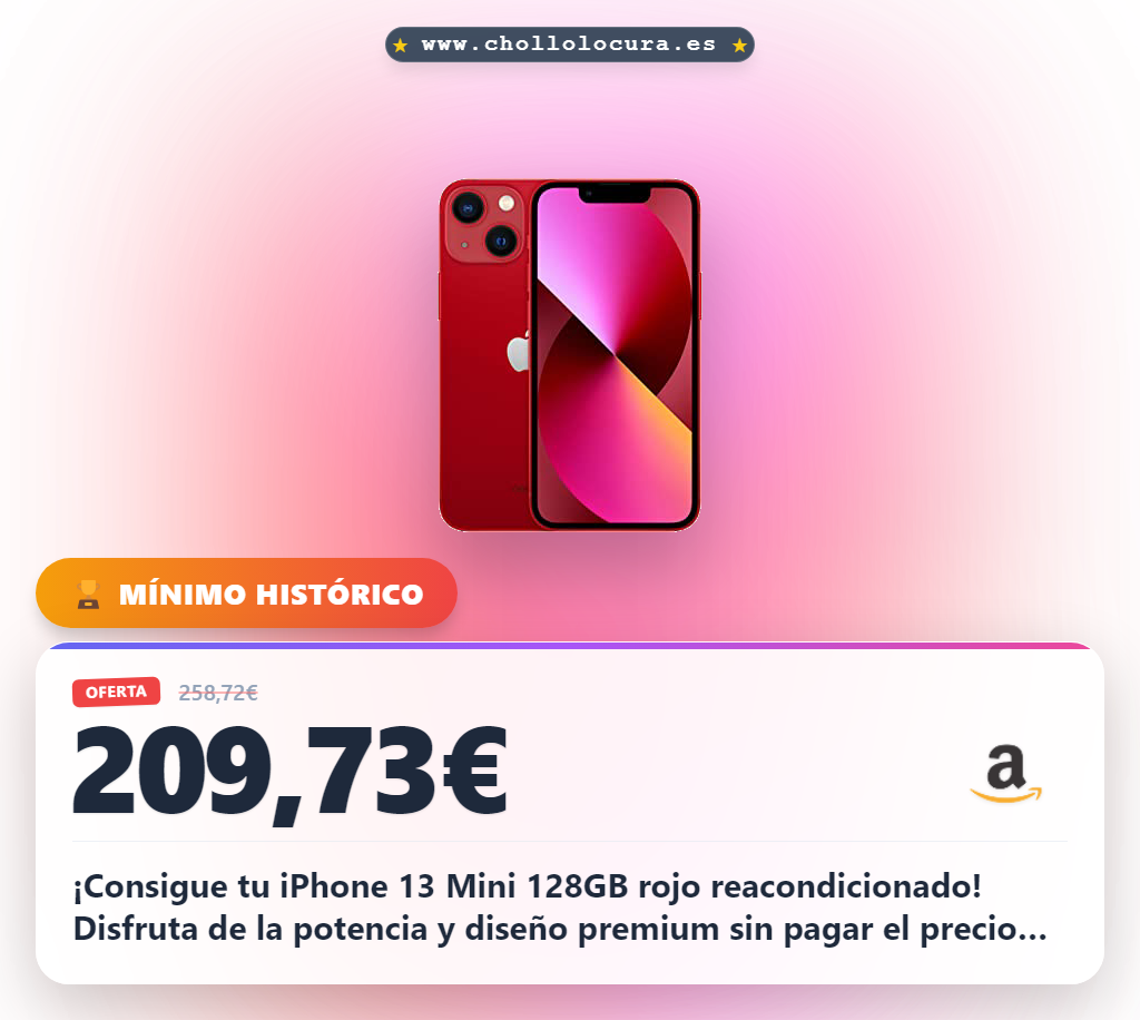 Compra el iPhone 13 Mini 128GB rojo reacondicionado en oferta histórica