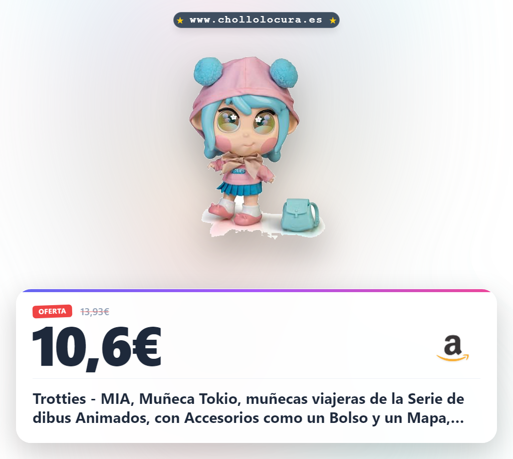Trotties - MIA, Muñeca Tokio, muñecas viajeras de la Serie de dibus Animados, con Accesorios como un Bolso y un Mapa, para Regalar a niñas y niños Desde 3 años, Famosa (TFT01000)