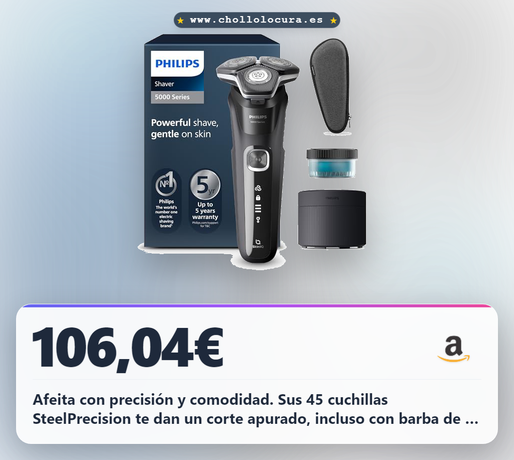 Aprovecha la afeitadora Philips Serie 5000 con tecnología SkinIQ y 45 cuchillas para un afeitado perfecto en oferta
