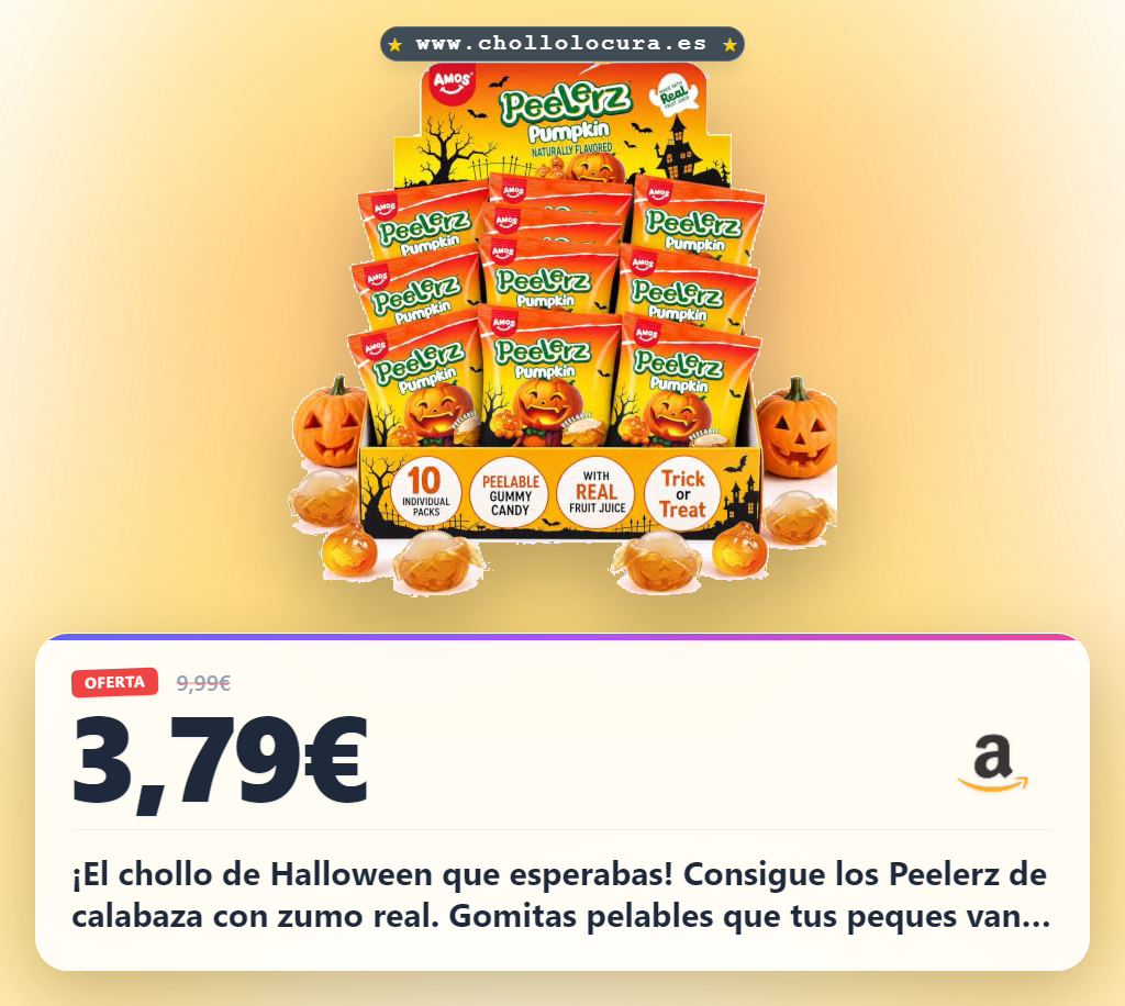 Encuentra Caramelos de Goma Calabaza Pelables AMOS Peelerz 240g: el dulce interactivo perfecto para Halloween al mejor precio.