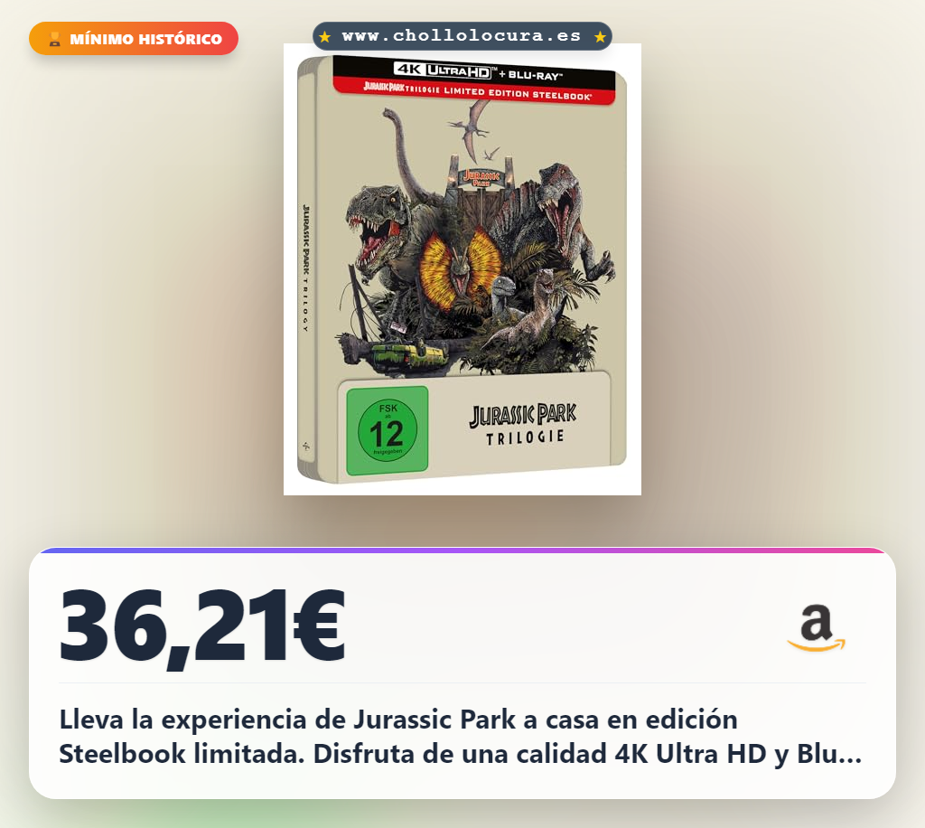 Consigue el Steelbook Edición Limitada de Jurassic Park Trilogía en 4K Ultra HD con Blu-ray