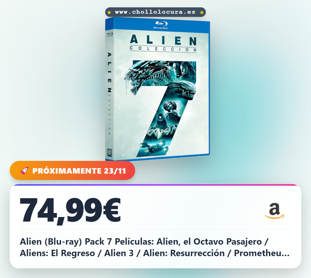 Alien (Blu-ray) Pack 7 Películas: Alien, el Octavo Pasajero / Aliens: El Regreso / Alien 3 / Alien: Resurrección / Prometheus / Covenant / Romulus