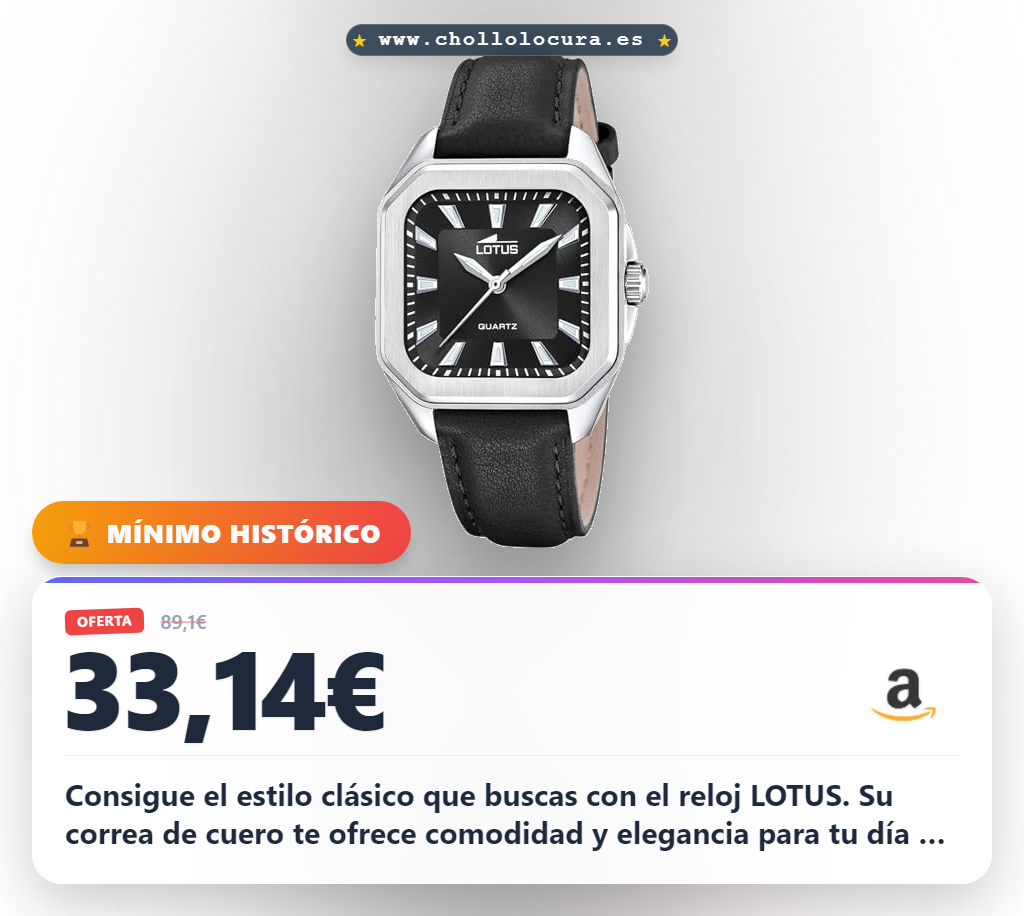 Consigue el estilo clásico que buscas con el reloj LOTUS. Su correa de cuero te ofrece comodidad y elegancia para tu día a día. Con cristal mineral resistente al agua, tendrás un accesorio sofisticado y duradero.