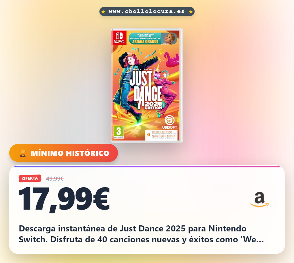 Consigue Just Dance 2025 Edition con 40 canciones y modo fitness al mejor precio en oferta
