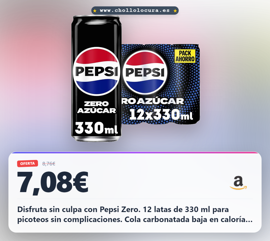 Disfruta Pepsi Zero 0 azúcar y 0 calorías en 12 latas para picoteo sin culpa al mejor precio