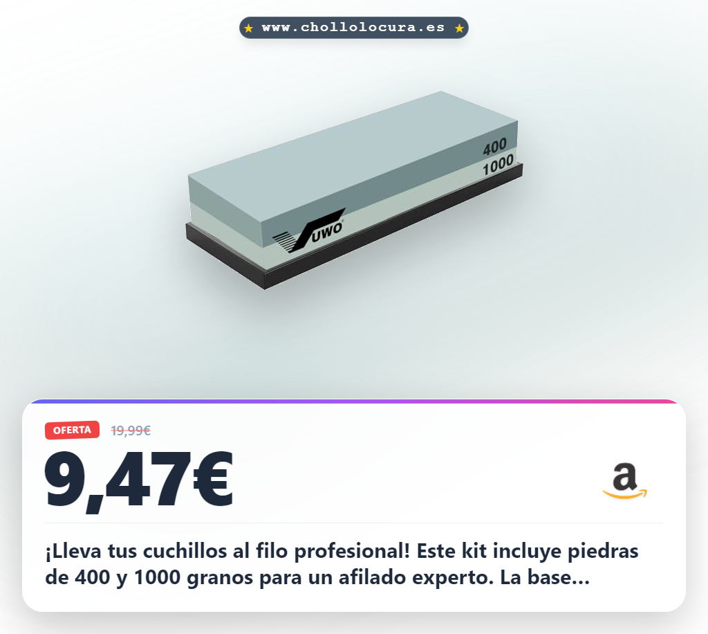 Aprovecha este juego de piedras de afilar profesional vuwo con granos 400 y 1000 para afilar todos tus cuchillos en oferta