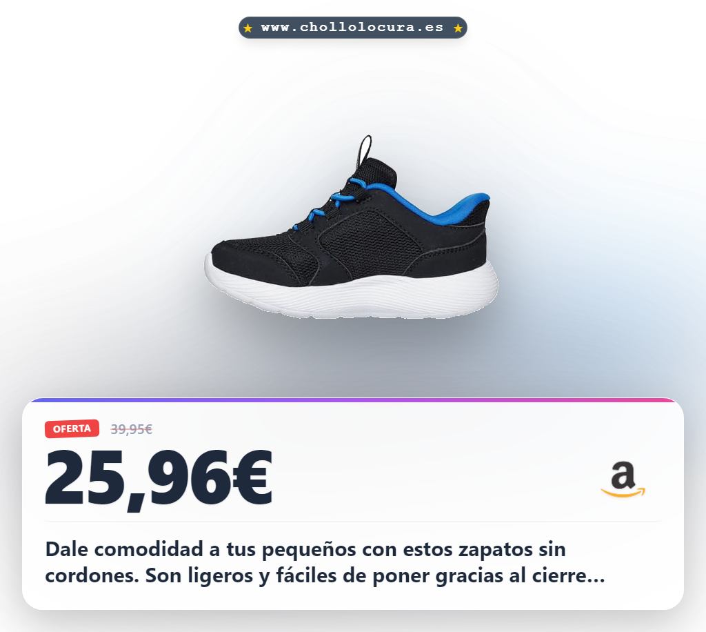 Aprovecha este entrenador Skechers Dyna-Lite Turbo-Brisk Buddies sin cordones para niños en oferta