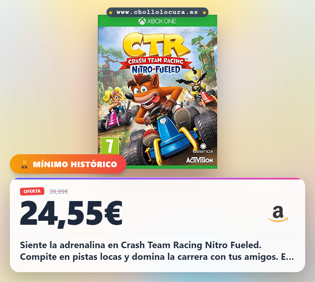 Encuentra Crash Team Racing Nitro Fueled para Xbox One en oferta histórica: ¡el juego de carreras definitivo!