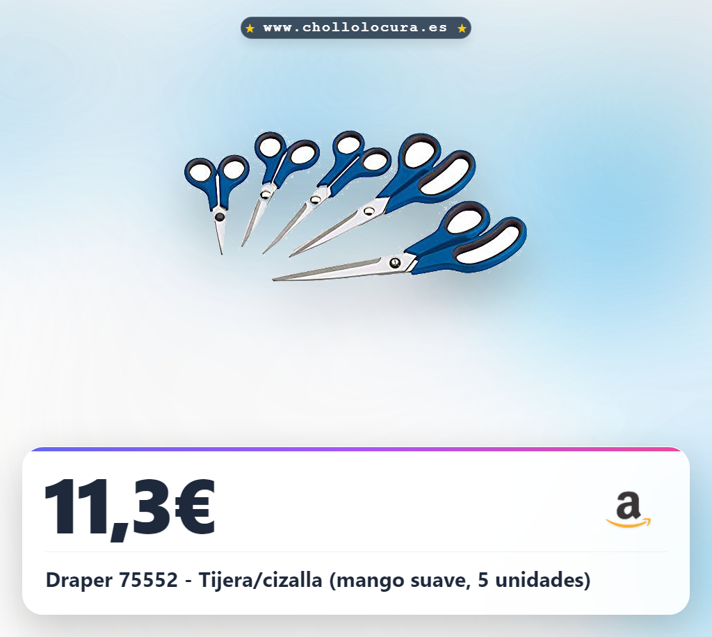 Draper 75552 - Tijera/cizalla (mango suave, 5 unidades)