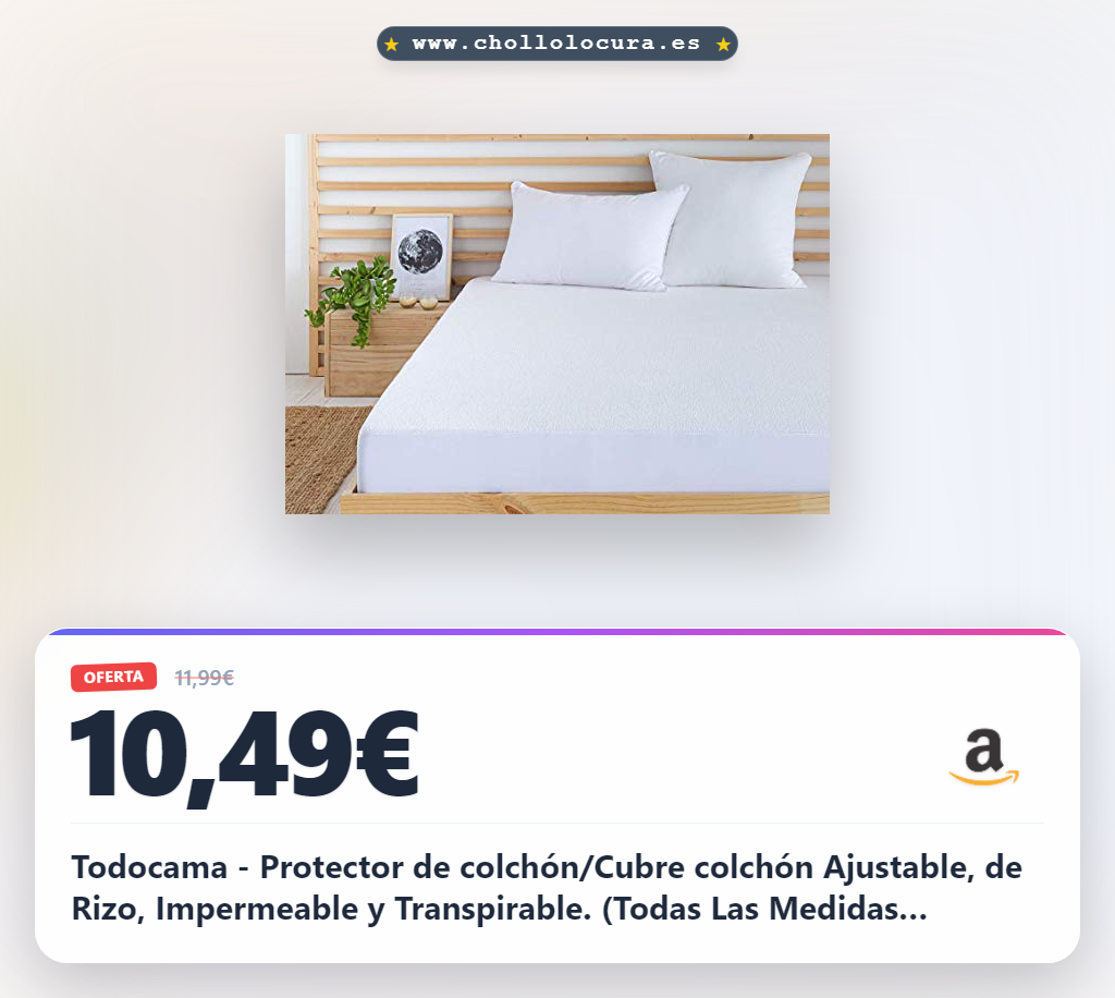 Todocama - Protector de colchón/Cubre colchón Ajustable, de Rizo, Impermeable y Transpirable. (Todas Las Medidas Disponibles). (Cama 90 x 190/200 cm)