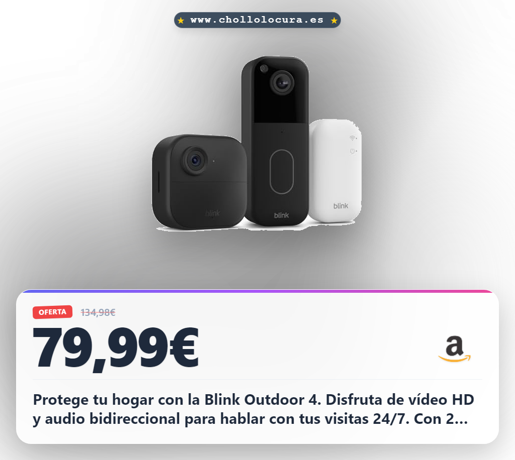 Consigue cámara Blink Outdoor 4 HD 1080p con visión nocturna y audio bidireccional en oferta histórica