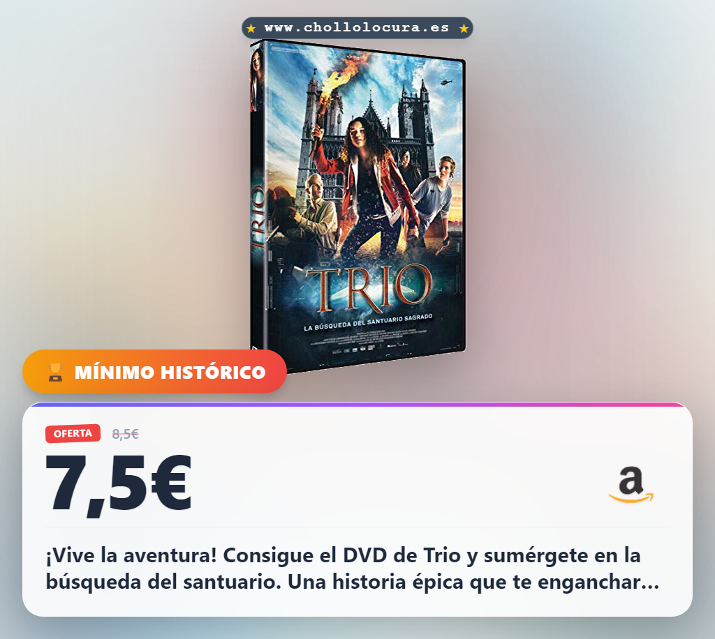Consigue el DVD Trio La Búsqueda del Santuario Sagrado en oferta histórica y a precio de chollo imperdible en España.