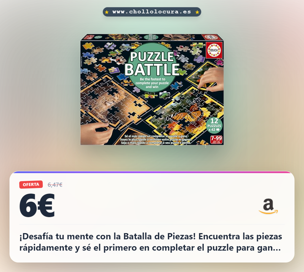 Aprovecha el juego de mesa Educa Puzzle Battle Natura con 504 piezas y cartas en oferta histórica
