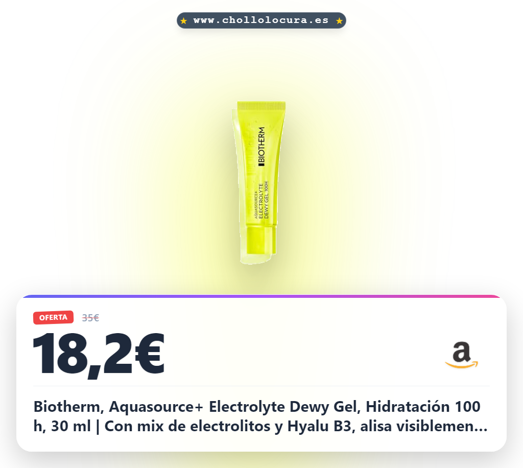 Biotherm, Aquasource+ Electrolyte Dewy Gel, Hidratación 100 h, 30 ml | Con mix de electrolitos y Hyalu B3, alisa visiblemente las líneas de expresión en 1 hora, piel más fresca y luminosa