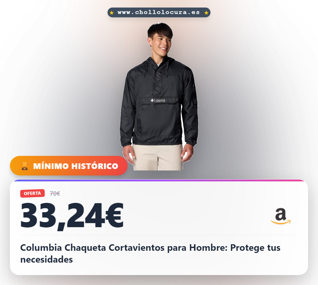 Columbia Chaqueta Cortavientos para Hombre, Challenger