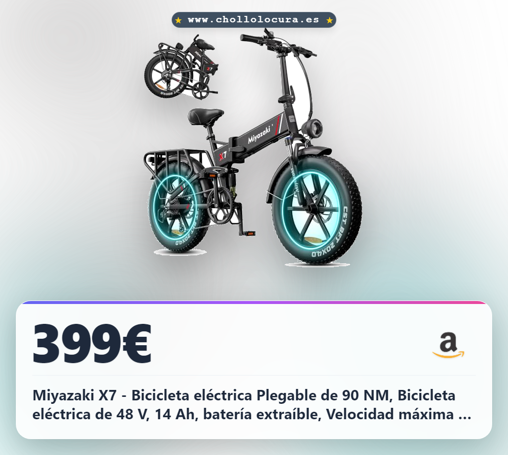 Miyazaki X7 - Bicicleta eléctrica Plegable de 90 NM, Bicicleta eléctrica de 48 V, 14 Ah, batería extraíble, Velocidad máxima 25 km/h, Motor Potente de 250 W, pedaleo asistido para 80-120 km