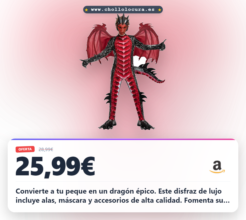 Logra el disfraz de dragón negro y rojo para niños: ¡el chollo de Halloween con alas y máscara!