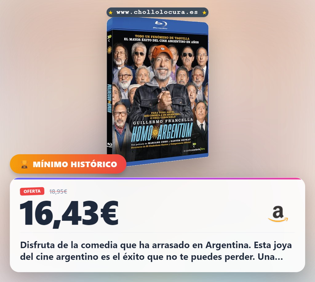 Aprovecha Homo argentum, la comedia argentina éxito de Mi obra maestra y El encargado al mejor precio