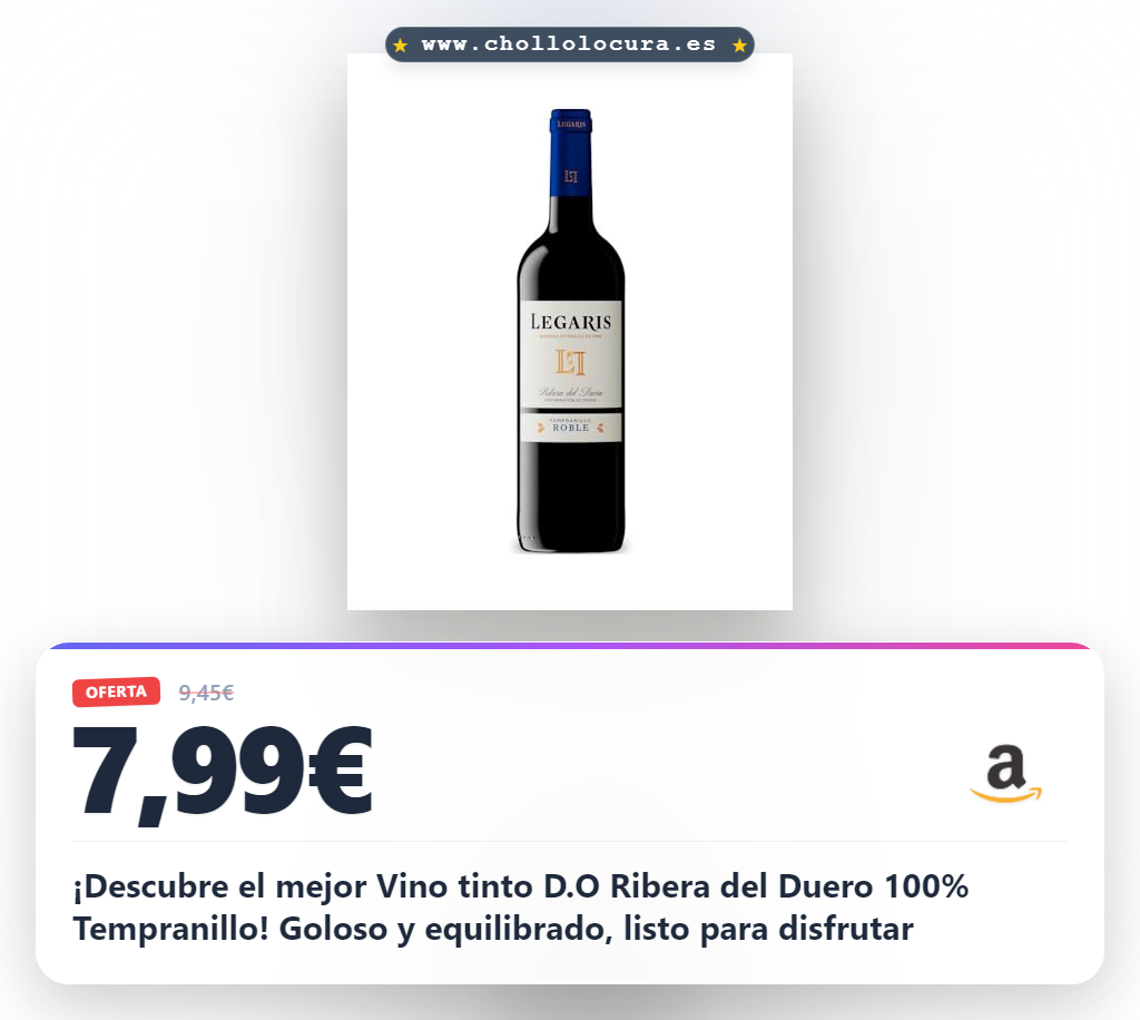 ¡Descubre el mejor Vino tinto D.O Ribera del Duero 100% Tempranillo! Goloso, equilibrado y listo para disfrutar