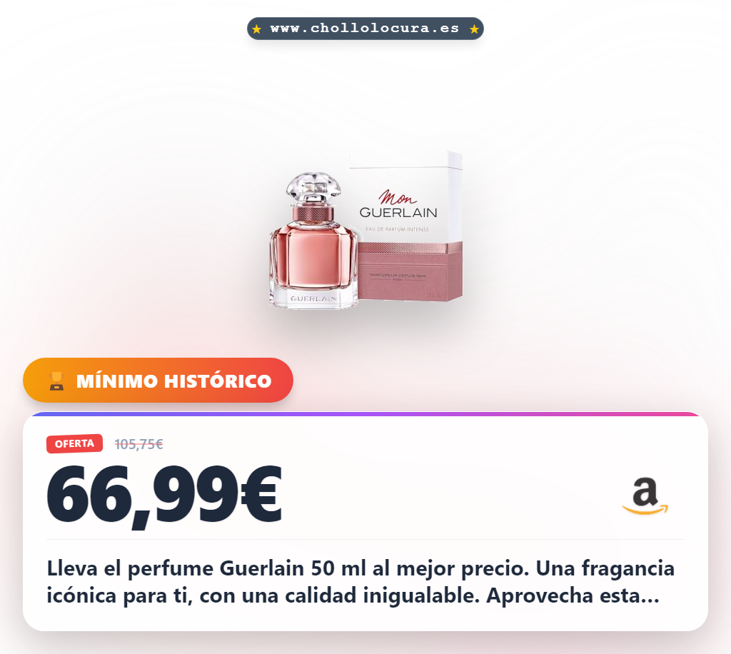 Lleva el perfume Guerlain 50 ml al mejor precio. Una fragancia icónica para ti, con una calidad inigualable. Aprovecha esta oferta exclusiva y dale a tu piel la esencia de lujo.