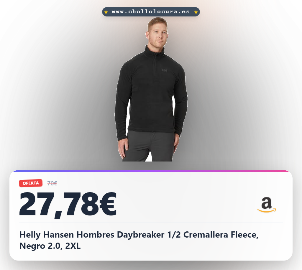 Helly Hansen Hombres Daybreaker 1/2 Cremallera Fleece, Negro 2.0, 2XL