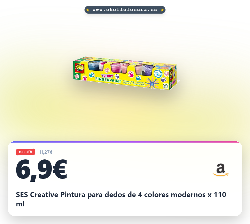 SES Creative Pintura para dedos de 4 colores modernos x 110 ml