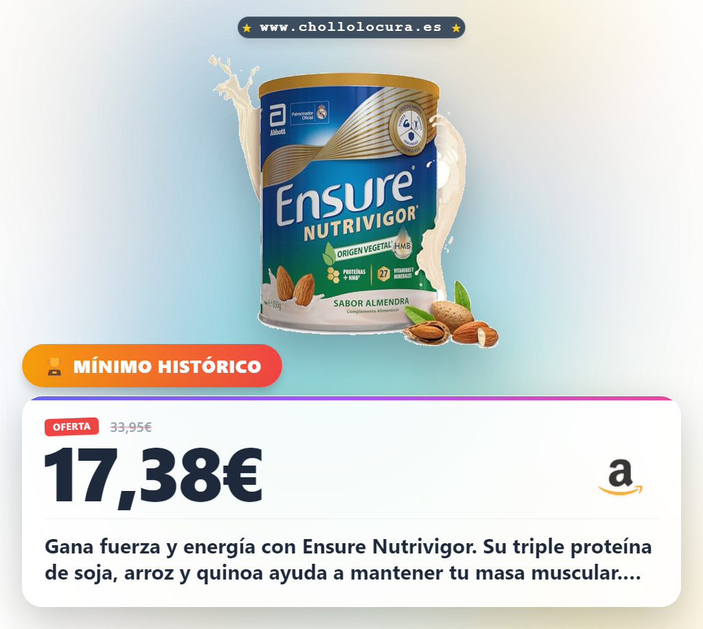 Consigue Ensure Nutrivigor: proteínas vegetales con HMB, calcio y vitaminas. Obtén energía, defensas y masa muscular con sabor a almendra.