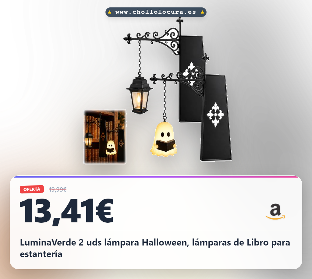 LuminaVerde 2 uds lámpara Halloween, lámparas de Libro para estantería