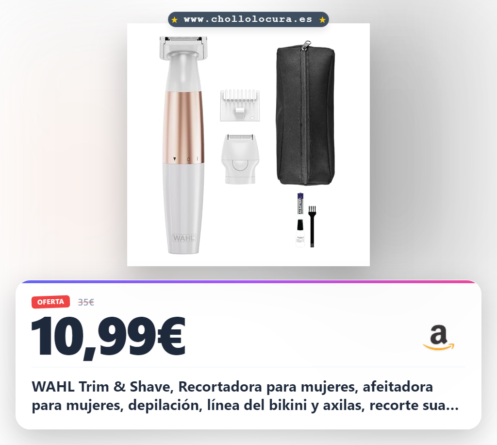 WAHL Trim & Shave, Recortadora para mujeres, afeitadora para mujeres, depilación, línea del bikini y axilas, recorte suave, recorte personal, cuidado versátil, inalámbrica, apta para viajes, blanca