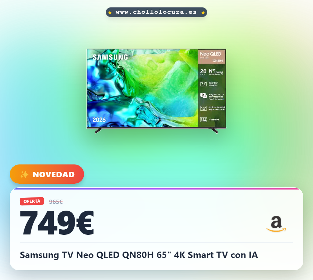Samsung TV Neo QLED QN80H 65" 4K Smart TV con IA